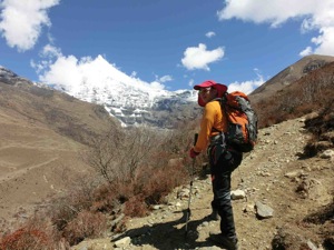 Over 4000metres in Bhutan,  with views of the stunning spire of Jitchu Drake on the horizon